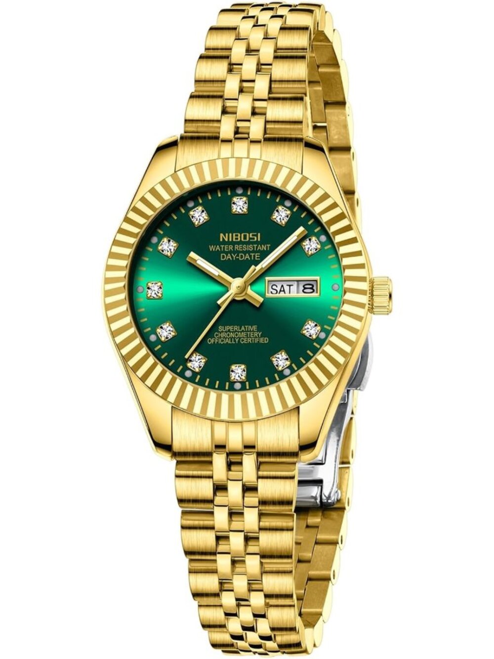 Stylish Women's Analog Quartz Watch - Gold & Silver Stainless Steel, Day Date